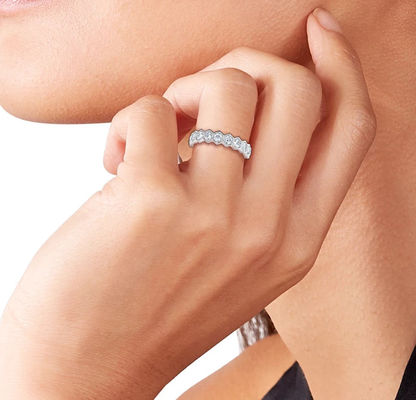 US5-US11 Bande de mariage en nid de miel plaquée en or 925 Sterling Silver Ring