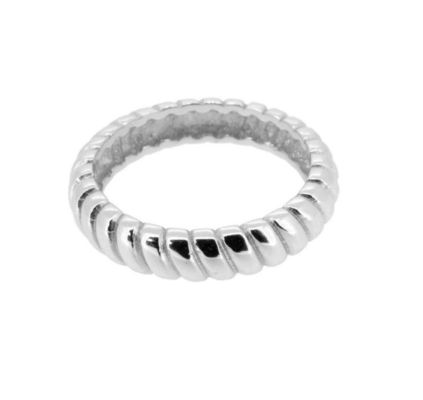 Largeur 6 mm Anneau de fiançailles en argent 18K or rhodium couleur en argent