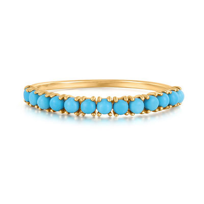 Jeux personnalisés demi-turquoise plaqué or durable délicat 925 anneaux en argent mode
