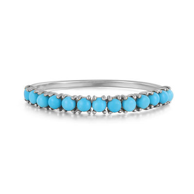 Jeux personnalisés demi-turquoise plaqué or durable délicat 925 anneaux en argent mode