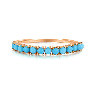 Jeux personnalisés demi-turquoise plaqué or durable délicat 925 anneaux en argent mode