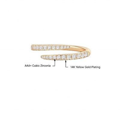 14K plaqué en or Cube Zirconia Open Twist Eternity Band Ringe Eco Friendly