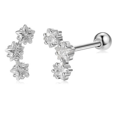 18K plaqué en or 925 Sterling Silver Star Cubic Zirconia Stud Boucles d'oreilles pour femmes accessoires