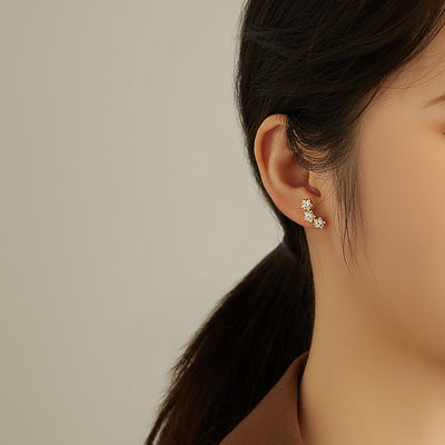 18K plaqué en or 925 Sterling Silver Star Cubic Zirconia Stud Boucles d'oreilles pour femmes accessoires