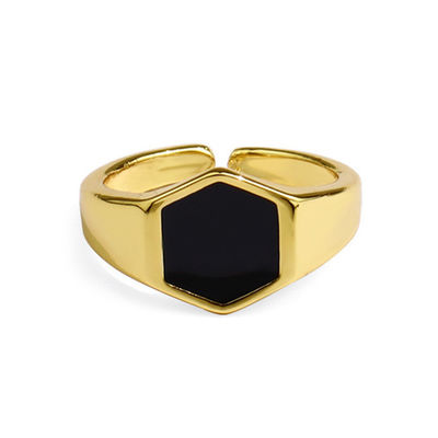Anneaux de manchette d'agate noir plaqué en or 14K en argent 925 pour les personnes soucieuses de leur style