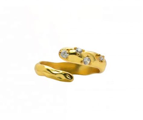 Taille 4-10 CZ Anneau en pierre 18K Or Serpent ouvert 925 Sterling Anneaux d'animaux en argent