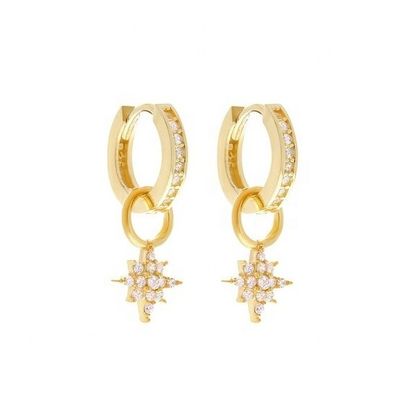 925 Sterling Silver Mini Starburst Pave CZ Boucles d'oreilles avec expédition rapide et sûre