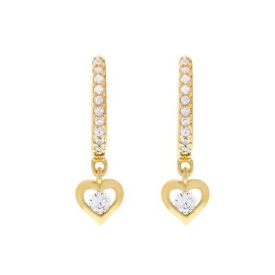 Les boucles d'oreilles mini Dangle Heart CZ Huggie plaquées en or ajoutent une touche de glamour à votre look