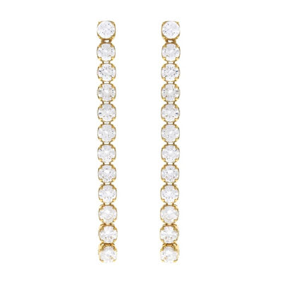 Engagement Occasion Rhodium plaqué 925 Sterling Silver Glittery Chaîne de tennis Boucles d'oreilles