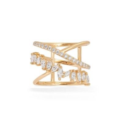 Déclaration de parti Pièce argent sterling Rhodium plaqué Zig Zag Bague en diamant pour femmes