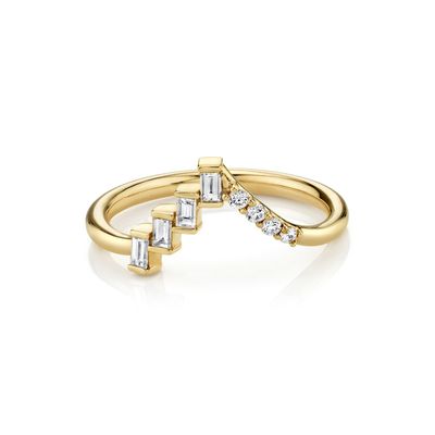 Offre OEM Diamants ronds et baguettes Triangle éclectique Anneau en argent pour femmes