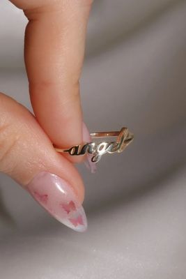 Ringe de nom d'ange en or massif pour femmes Glitter artisanal 925 argent sterling Moderne N/A