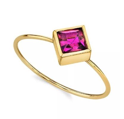 Anneau de cristal de zirconium cube de 14K en or plongé
