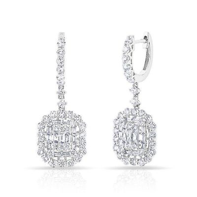 Boucles d'oreilles blanches en argent sterling 925 style classique pour les fiançailles et les mariages