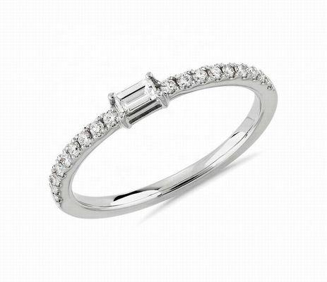 Joaillerie fine Anneau en argent sterling 925 avec pierres vertes ou blanches et plaqué en or 18K