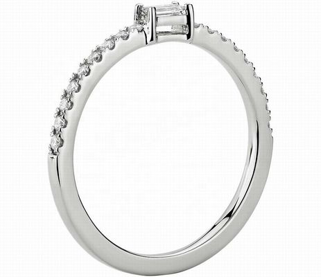 Joaillerie fine Anneau en argent sterling 925 avec pierres vertes ou blanches et plaqué en or 18K
