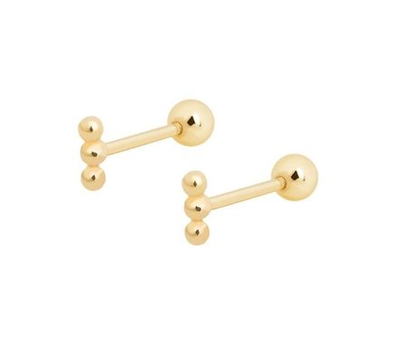 Mini Barbell à perles, boucle d'oreille en argent, à vis arrière, en argent sterling 925