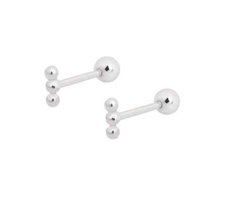 Mini Barbell à perles, boucle d'oreille en argent, à vis arrière, en argent sterling 925