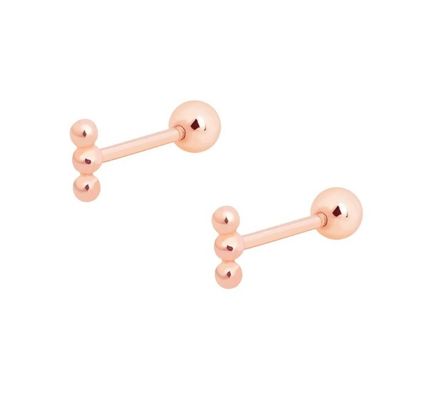 Mini Barbell à perles, boucle d'oreille en argent, à vis arrière, en argent sterling 925