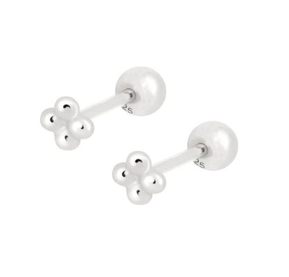 6 mm en argent miniature à perles à bille Barbell Boucles d'oreilles à vis à dos bijoux