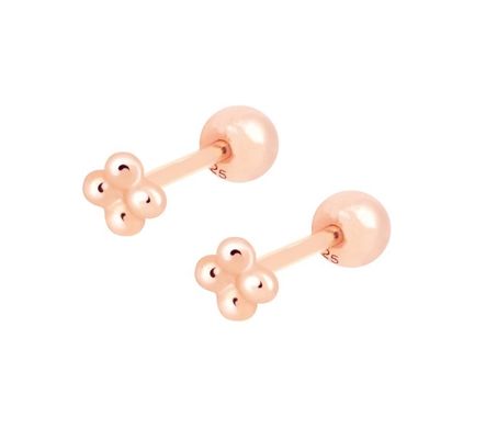 6 mm en argent miniature à perles à bille Barbell Boucles d'oreilles à vis à dos bijoux