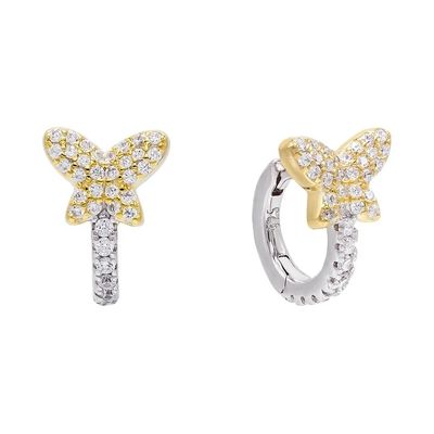 Mini Papillon d'été Blanc CZ Huggies 925 Boucles d'oreilles en argent sterling