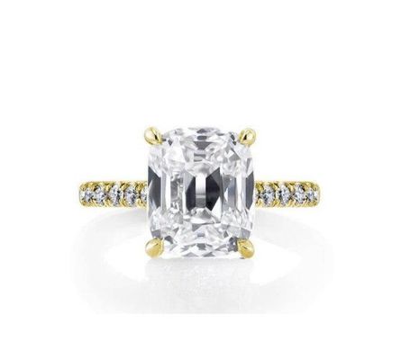 Anneau de fiançailles en argent blanc CZ 925 18K plaqué or Baguette coupée