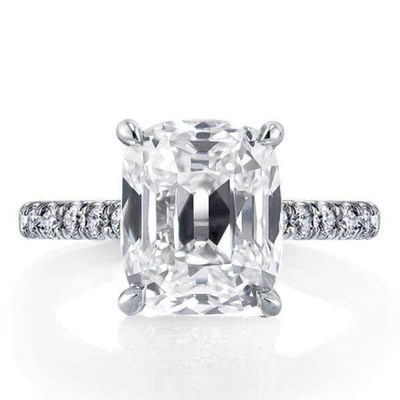Anneau de fiançailles en argent blanc CZ 925 18K plaqué or Baguette coupée