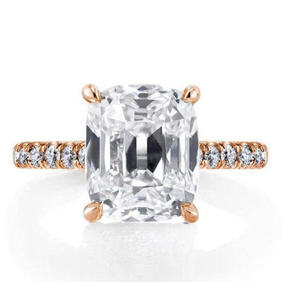Anneau de fiançailles en argent blanc CZ 925 18K plaqué or Baguette coupée