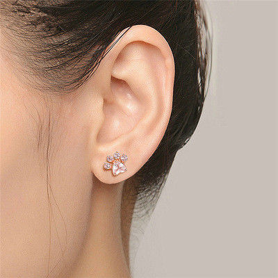 Des empreintes d'animaux pour enfants Des boucles d'oreilles en cuivre 925 sterling