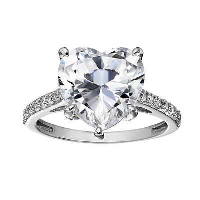 Technologie d'insertion de micro-insert Découpe de cœur CZ pierre 925 argent sterling Anneaux de fiançailles