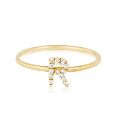 bijoux en argent personnalisé 18K plaqué en or empilage initial CZ Anneaux minces pour femmes