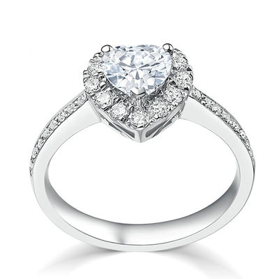 En cuivre, en forme de cœur, clair, CZ 925 argent sterling, bague éternité