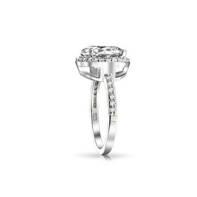 925 Sterling Silver 10mm Blanc CZ Solitaire Ringe de fiançailles avec pierre principale Taille 10mm