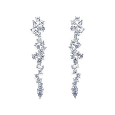 Boucles d'oreilles en cuivre en zircon blanc sur mesure