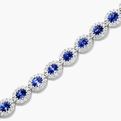 5.7mm Largeur de Zircon Bracelet de tennis Ovale Émeraude Blanc 14K Bracelet d' Or Femmes