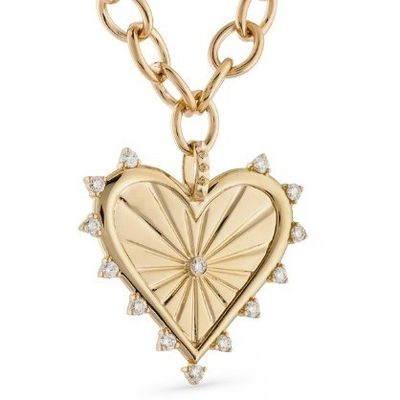 18K Or Blanc CZ Spiked Amour Coeur Charme Collier 925 Argent Pendeurs