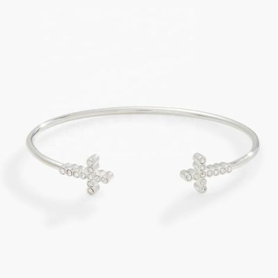 925 14K Bracelet en or Croix Bracelet avec Zircon de cristal pavé Pour les femmes