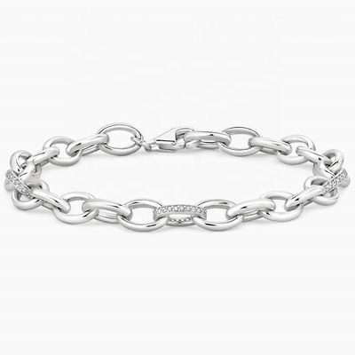 La technologie de l'incrustation de micro-insert de style chic 925 Sterling Silver Blanc or Bracelet de lien
