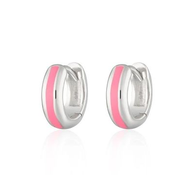 925 Logo personnalisé 18K or plaqué émail rose Boucles d'oreilles Huggie Pour le look chic des femmes