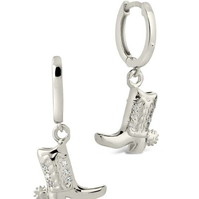 Bottes de cow-boy Micro délicat cuivre boucles d'oreilles de chute Blanc CZ pierre cuivre boucles d'oreilles Dangle