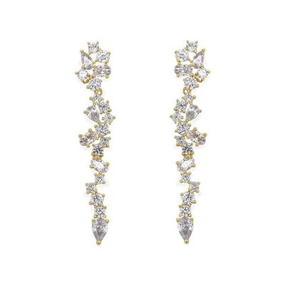 Boucles d'oreilles en cuivre en zircon blanc sur mesure