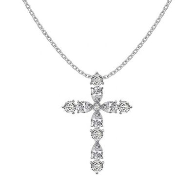 Personnalisez le collier de croix en argent de 925 sterling Croix et chaîne en argent de 18k