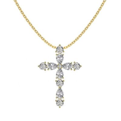Personnalisez le collier de croix en argent de 925 sterling Croix et chaîne en argent de 18k