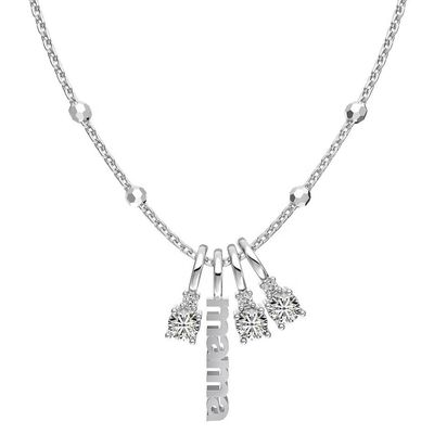 Collier en argent blanc CZ 4mm 925 Collier en pierre de zircon