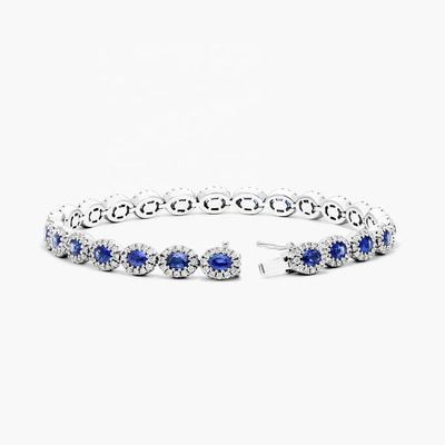 5.7mm Largeur de Zircon Bracelet de tennis Ovale Émeraude Blanc 14K Bracelet d' Or Femmes
