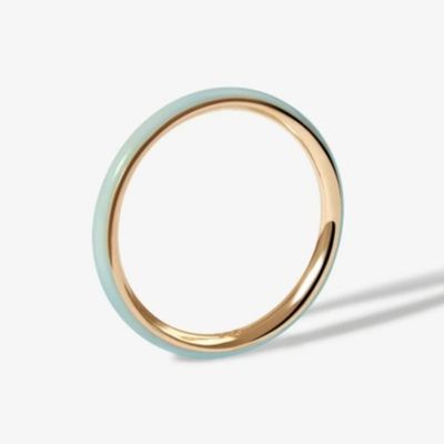 Anneaux dorés en émail rose 18K Anneaux en argent massif 925