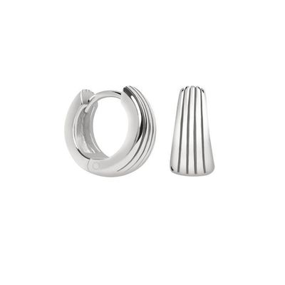ECO 925 Argent Sterling Boucles d'oreilles Huggie or blanc plaqué pour l'anniversaire