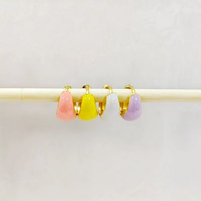 Jeux de beauté sur mesure pour femmes S925 Argent 18K Or Gros dôme couleur émail petites boucles d'oreilles Huggie