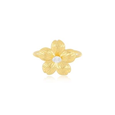 Forever Flower 18K Ovale oré CZ Bague pour femme en 925 Sterling bijoux en argent